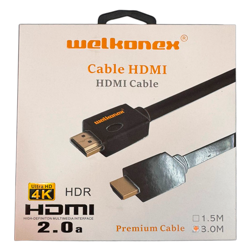 Cable Hdmi a Hdmi 4k 3 Metros Welkonex Negro – imagen 2