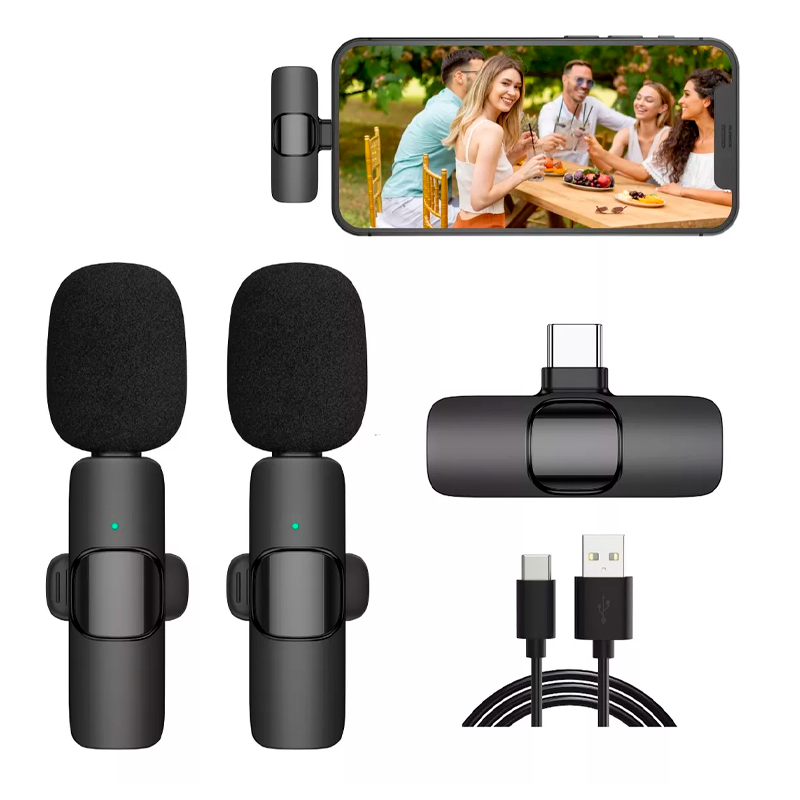 Kit Microfono Externo Dual Tipo C K11 Dual Negro – imagen 2