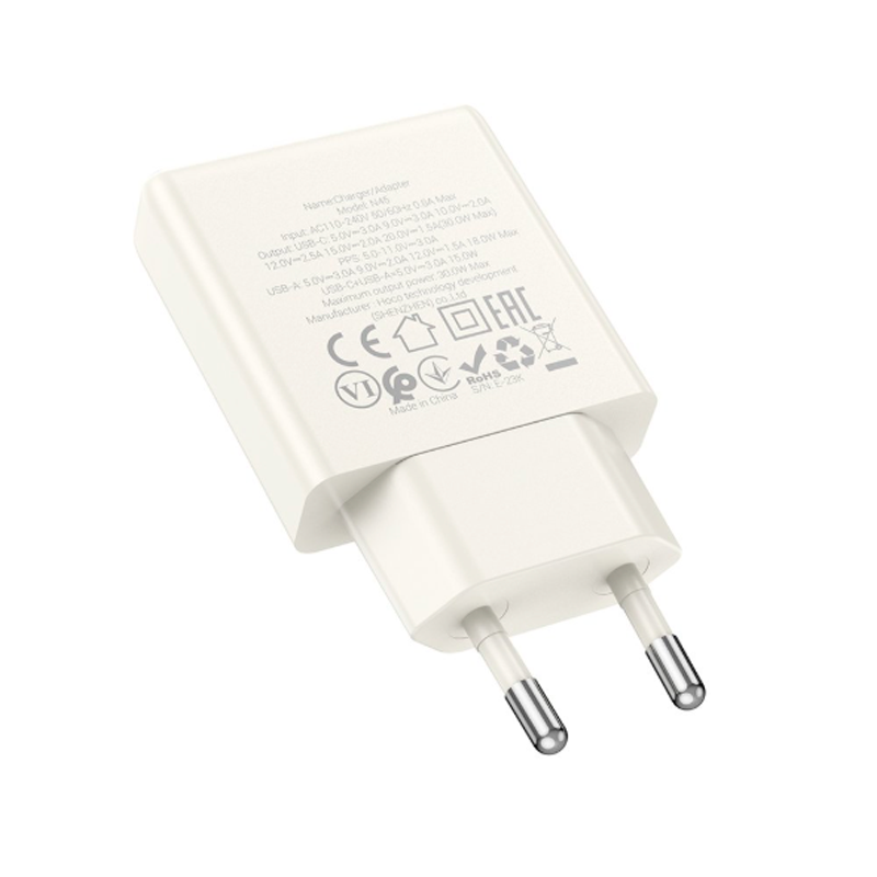 Cargador Carga Rapida Hoco N45 30w Qc 3.0 Tipo C Biscuit Blanco – imagen 2
