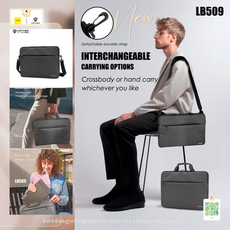 Bolso Notebook Protección Lenyes Lb509 15,6 Pulgadas Gris Oscuro – imagen 2