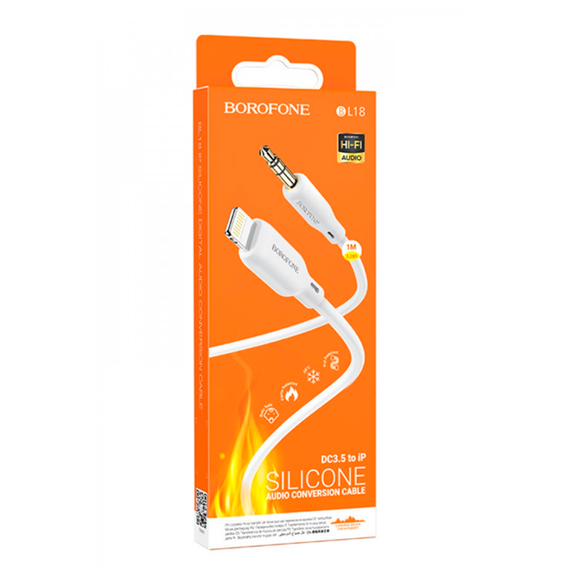 Cable Auxiliar a Lightning Borofone Bl18 1m Blanco
