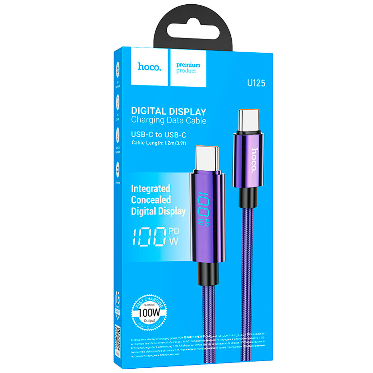 Cable Tipo C a Tipo C 100w Hoco U125 Morado – imagen 2