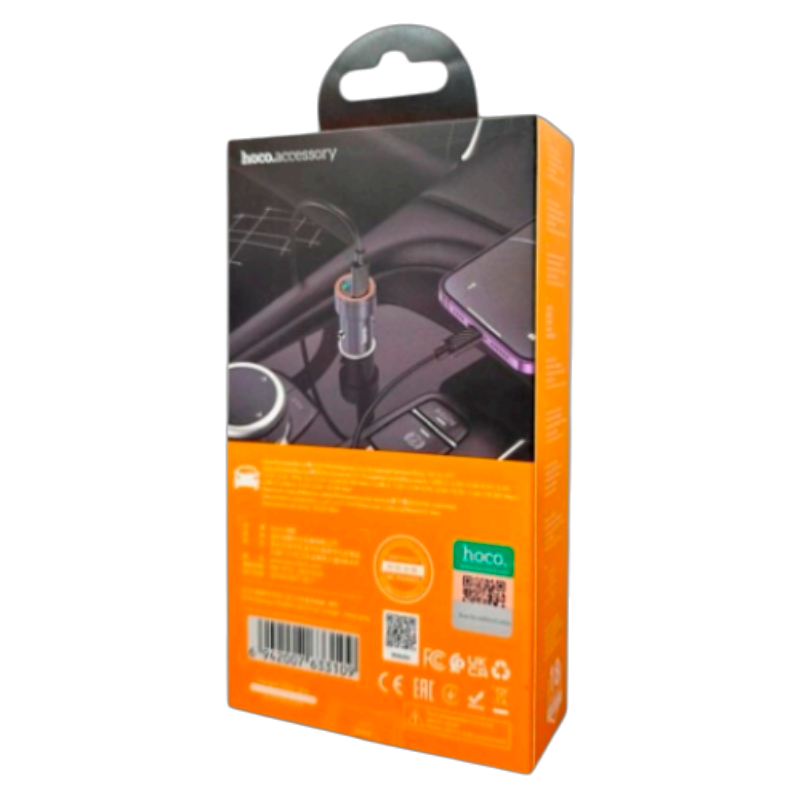 Cargador De Auto Dual Usb Tipo C Hoco Z57a Negro – imagen 2