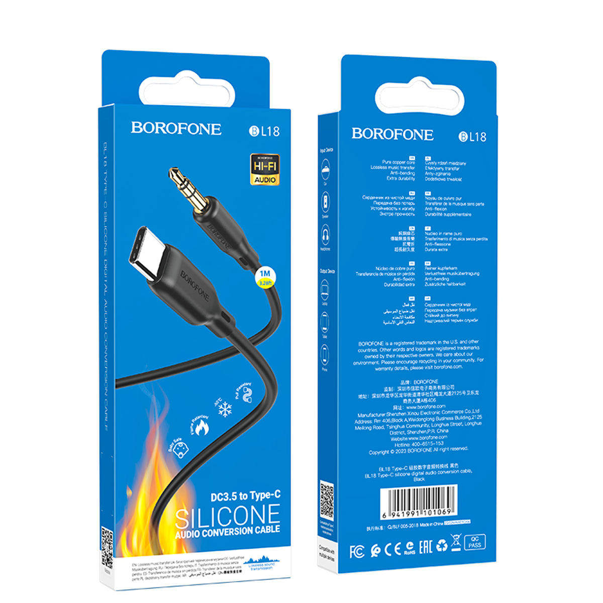 Cable Auxiliar a Tipo C Borofone Bl18 1m Negro – imagen 2