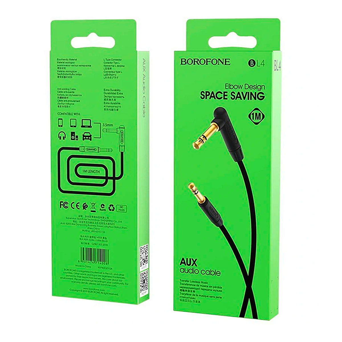 Cable Auxiliar Borofone Bl4 2m Negro – imagen 2
