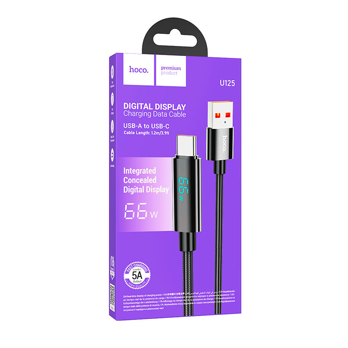 Cable Usb a Tipo C 66w Hoco U125 Negro – imagen 2
