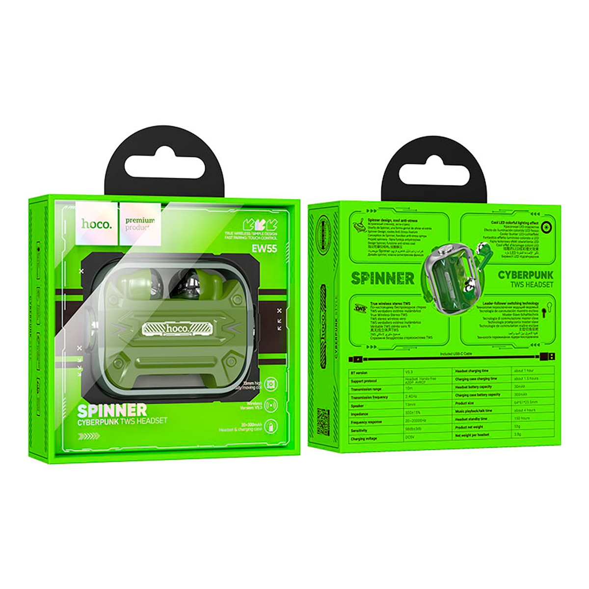 Audífonos Bluetooth Hoco Ew55 In Ear Verde – imagen 2