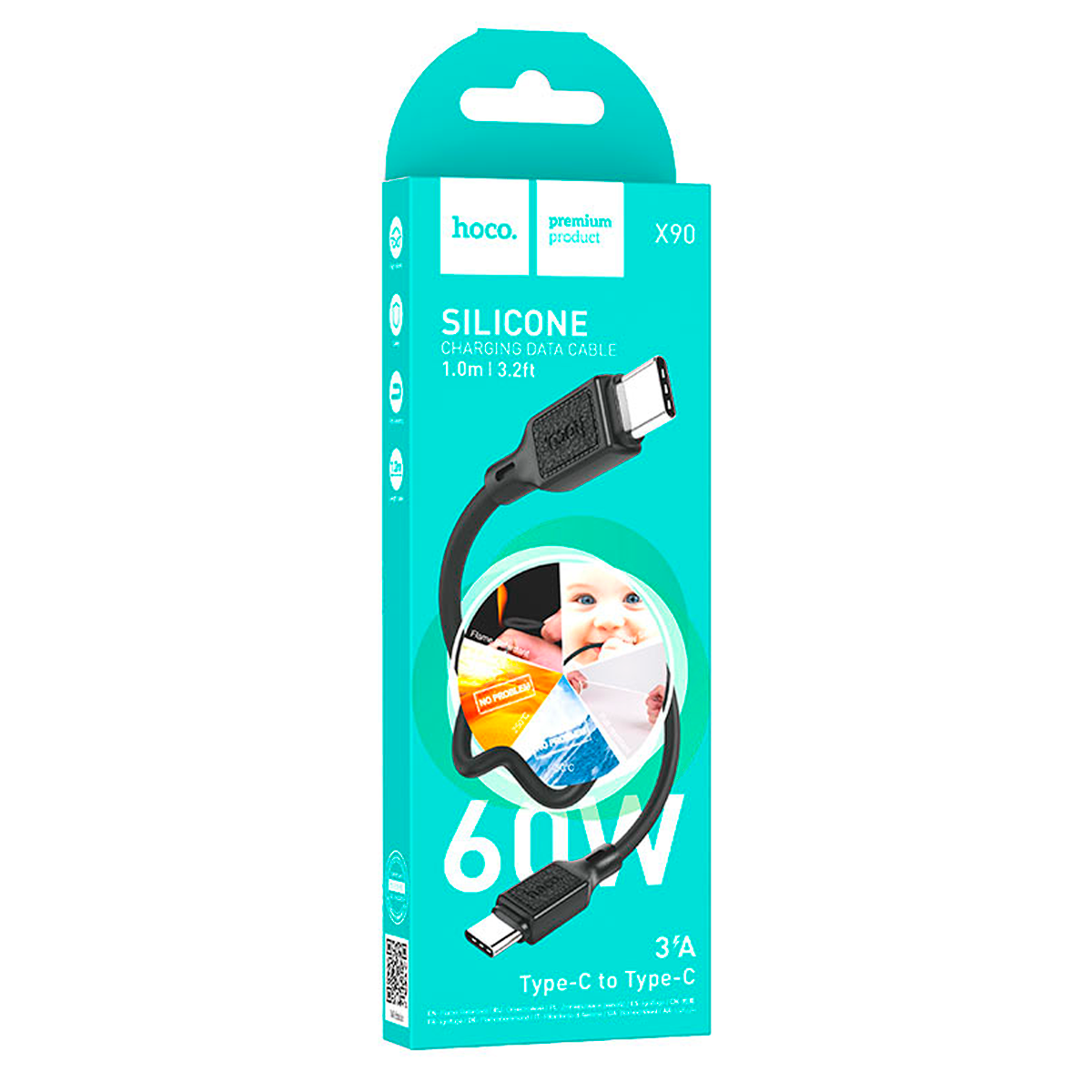 Cable Tipo C a Tipo C 60w Hoco X90 Negro – imagen 2