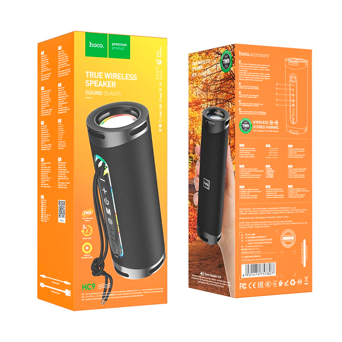 Parlantes Inalambrico Bluetooth Hoco Hc9 Fm Aux TF Negro – imagen 2