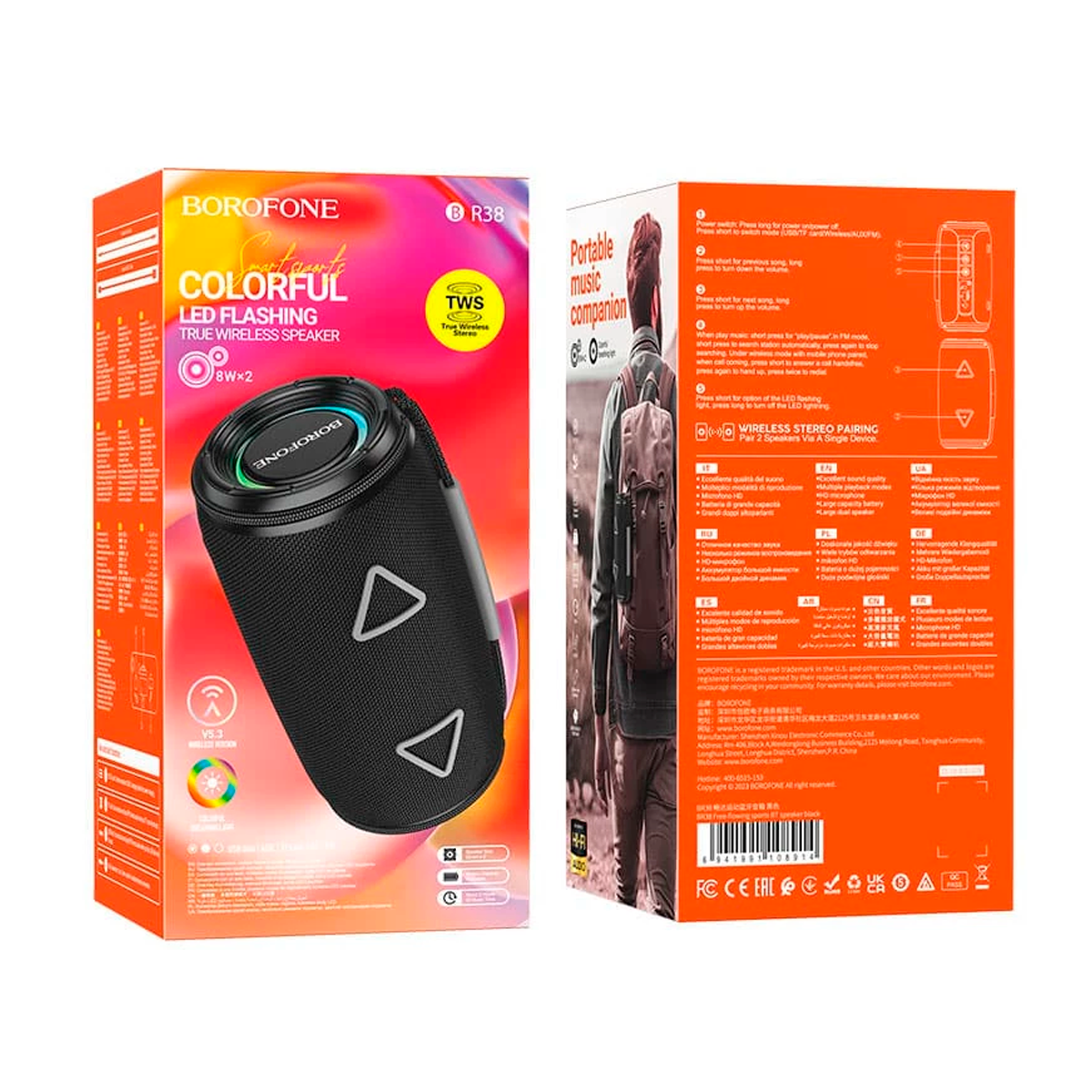 Parlantes Inalambrico Bluetooth Borofone Br38 Fm Aux TF Negro – imagen 2