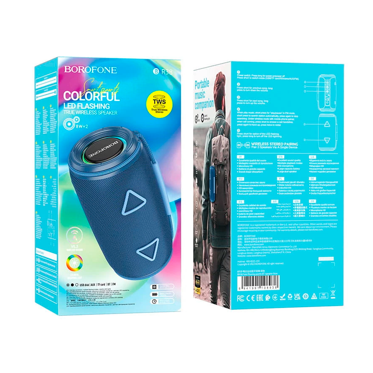 Parlantes Inalambrico Bluetooth Borofone Br38 Fm Aux TF Azul – imagen 2