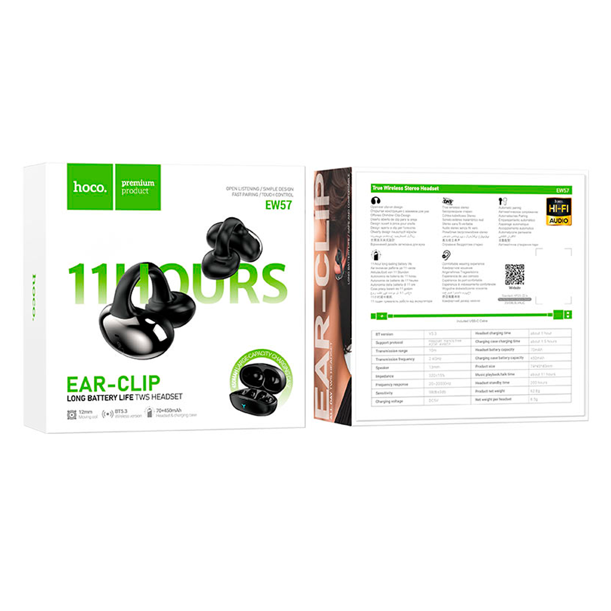 Audífonos Bluetooth Hoco Ew57 Gancho Negro – imagen 2