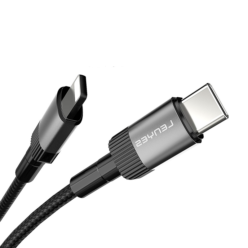 Cable Trenzado Tipo C Para Lightning Lenyes Lc546 1 Metro 27w Negro – imagen 2