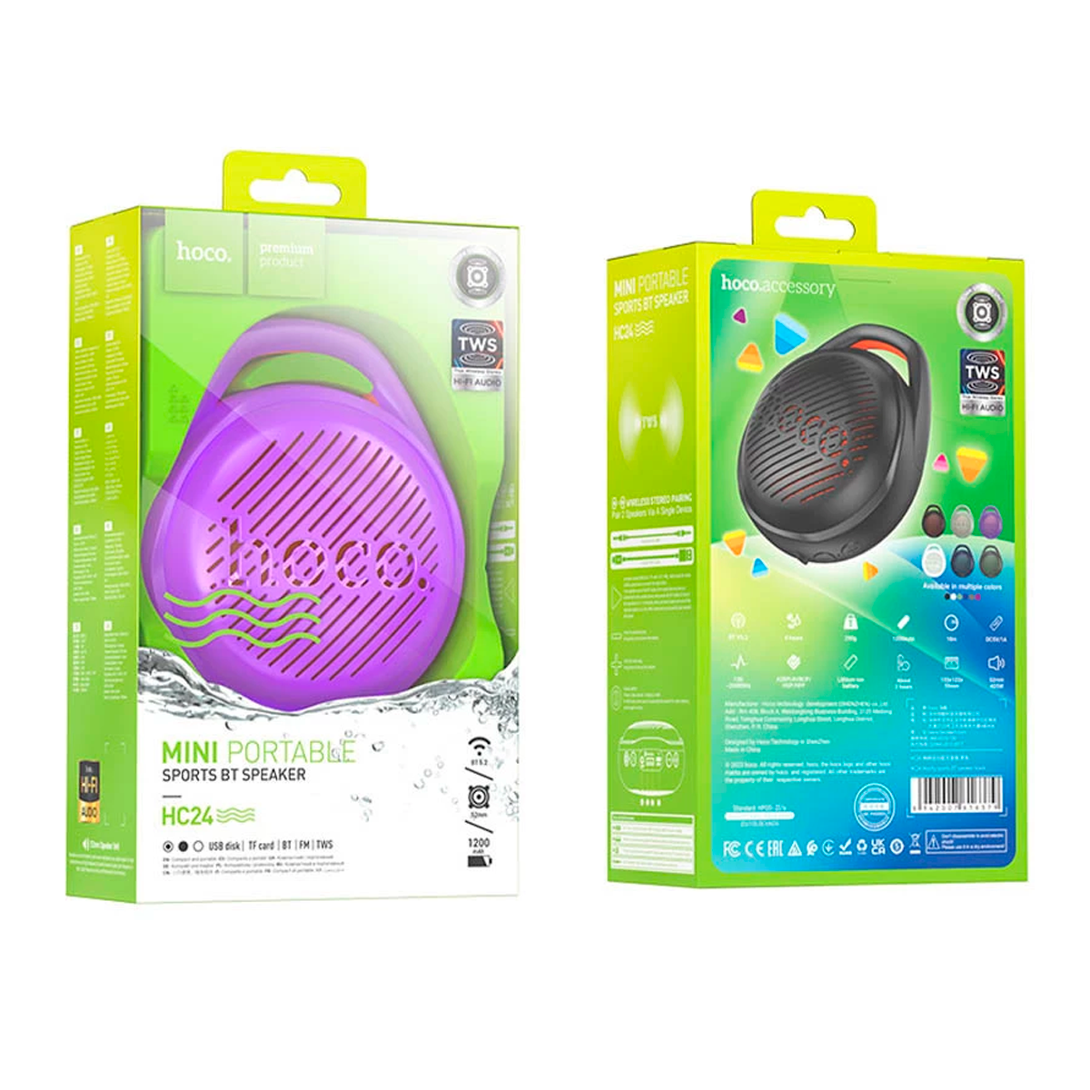 Parlantes Inalambrico Bluetooth Hoco Bc24 Fm Aux TF Morado – imagen 2
