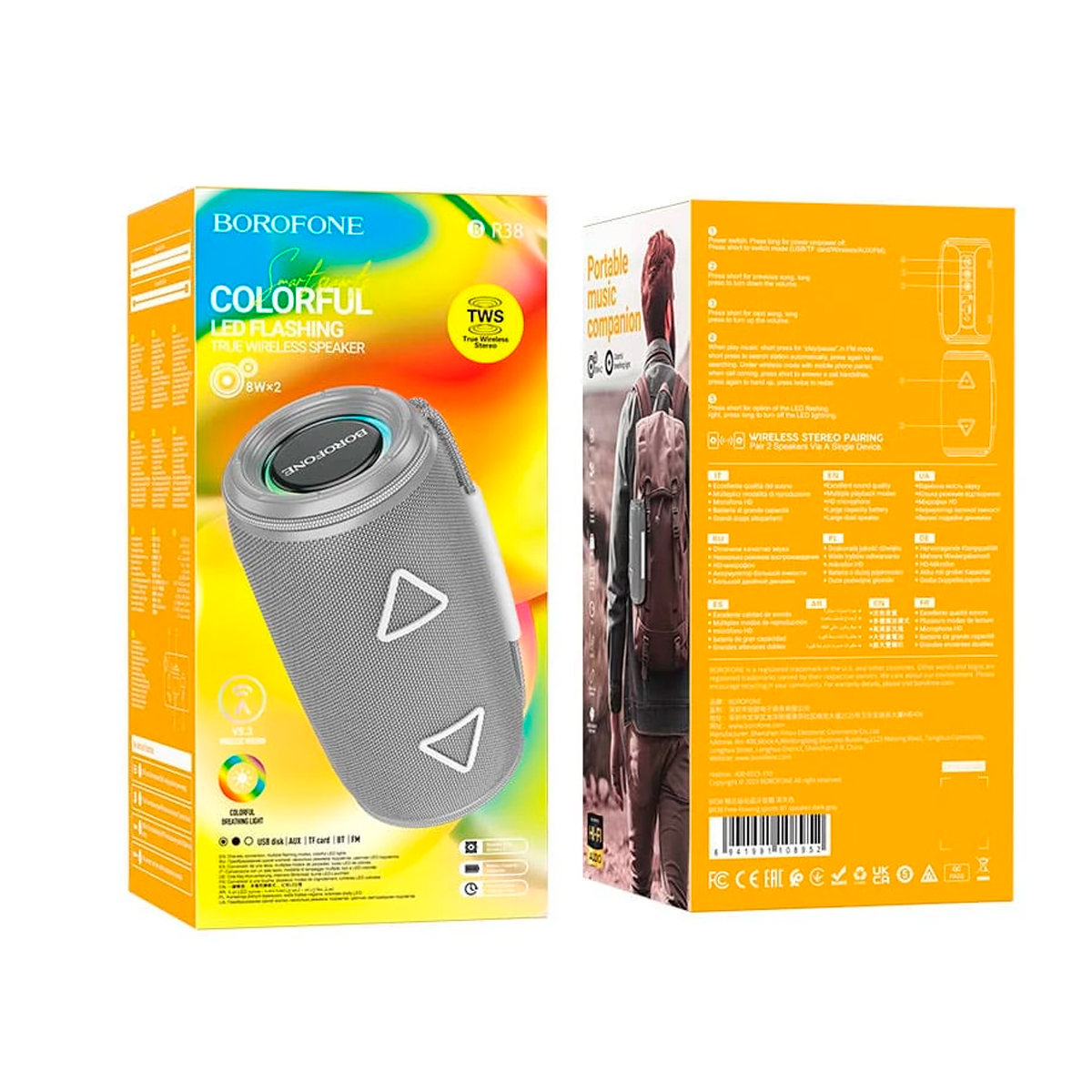Parlantes Inalambrico Bluetooth Borofone Br38 Fm Aux TF Gris – imagen 2