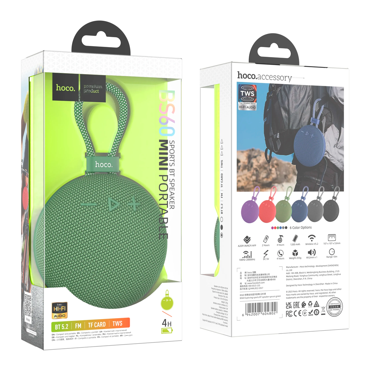Parlantes Inalambrico Bluetooth Hoco Bs60 Fm Aux TF Verde – imagen 2