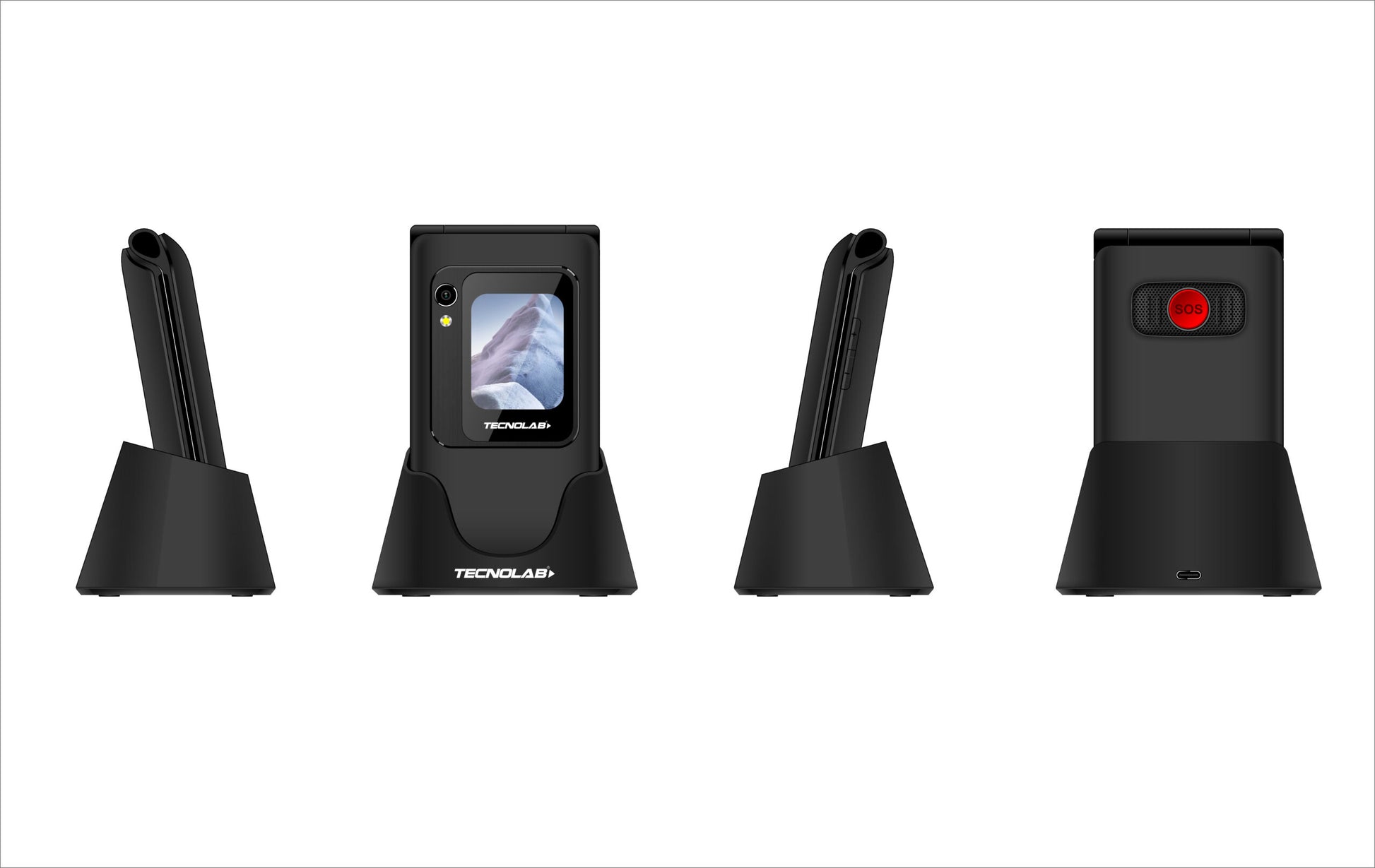 Teléfono Senior Tecnolab 4g Adulto Mayor Doble Pantalla Sos Negro – imagen 3