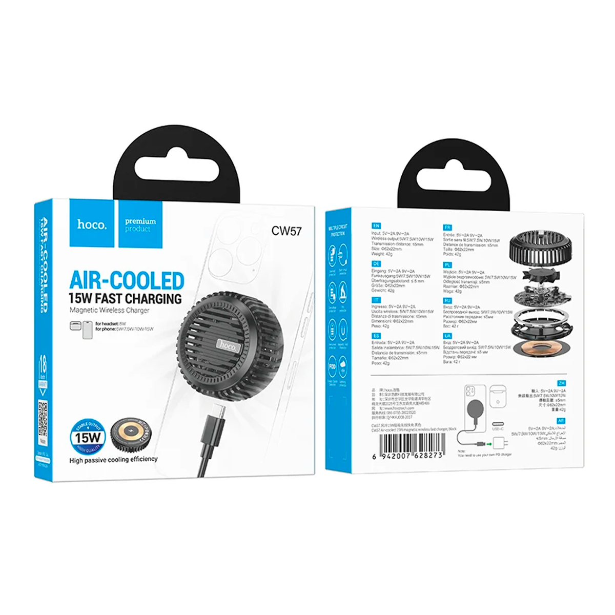 Cargador Hoco Cw57 Inalambrico Refrigerado Magsafe 15w Negro – imagen 2