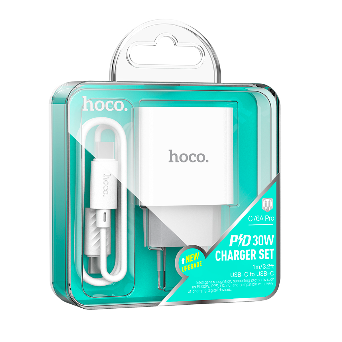 Cargador Hoco C76a Pro 30w Carga Rapida + Cable Tipo C Blanco – imagen 2