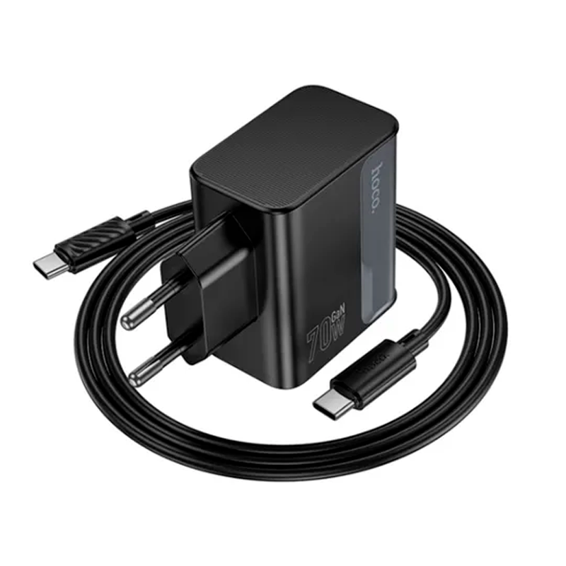 Cargador Carga Rapida Hoco Cs75a 70w Triple Tipo C Negro – imagen 2