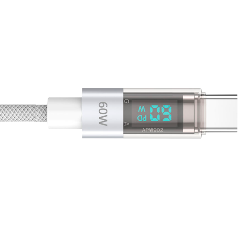 Cable Tipo C a Tipo C 60w Pantalla Digital Motomo Gris – imagen 2