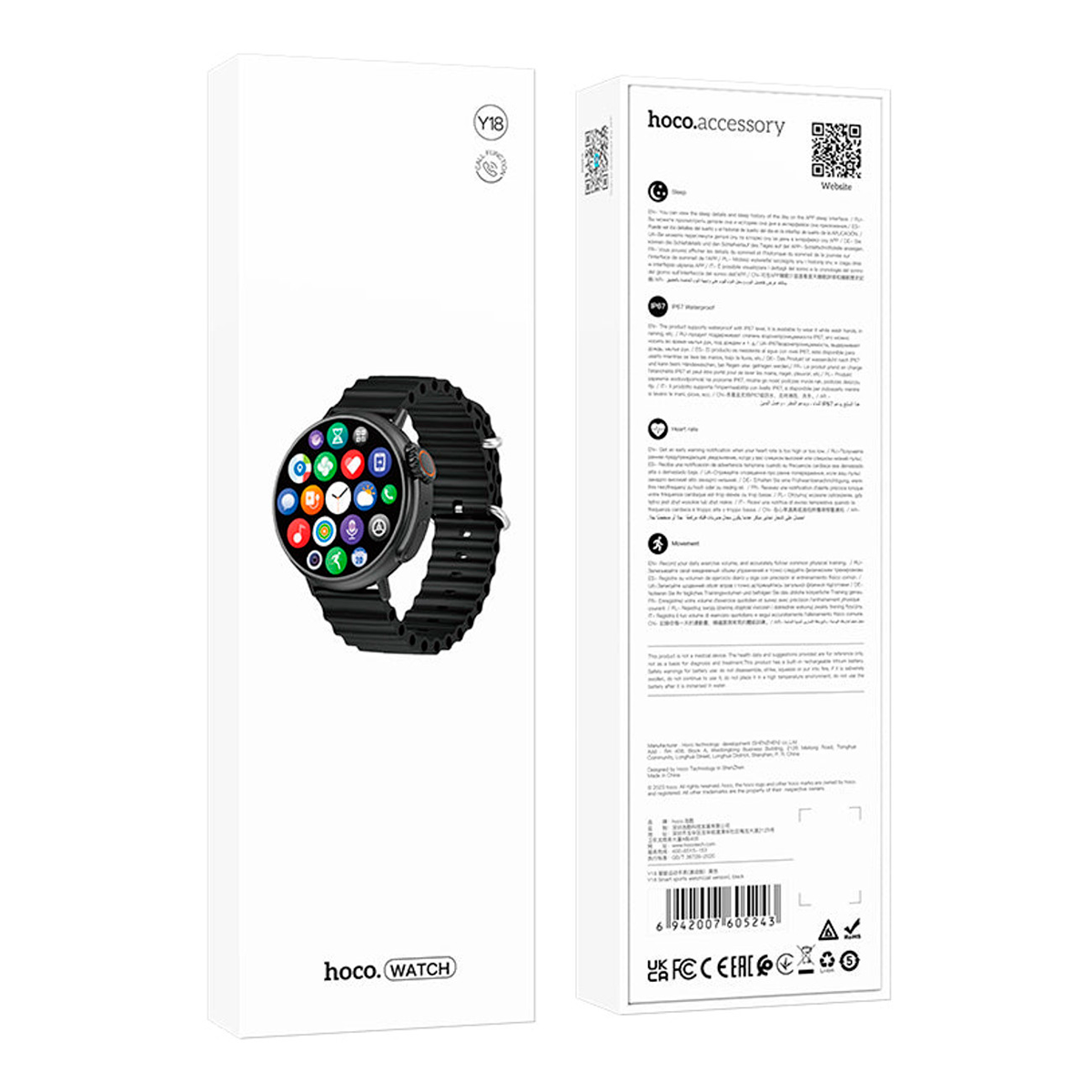 Smartwatch Reloj Inteligente Bluetooth Hoco Y19 Sport Negro – imagen 2