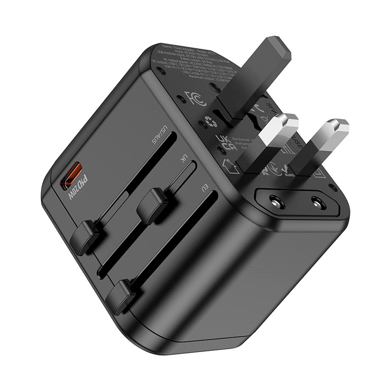 Adaptador Viajero Universal Hoco AC15 Walker Pd20w Negro – imagen 2