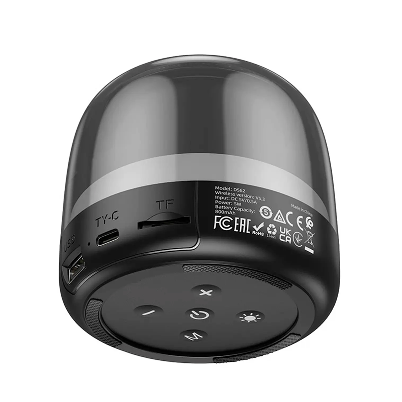 Parlante Bluetooth Hoco Ds62 Tiny Rgb Tf Aux Negro – imagen 2
