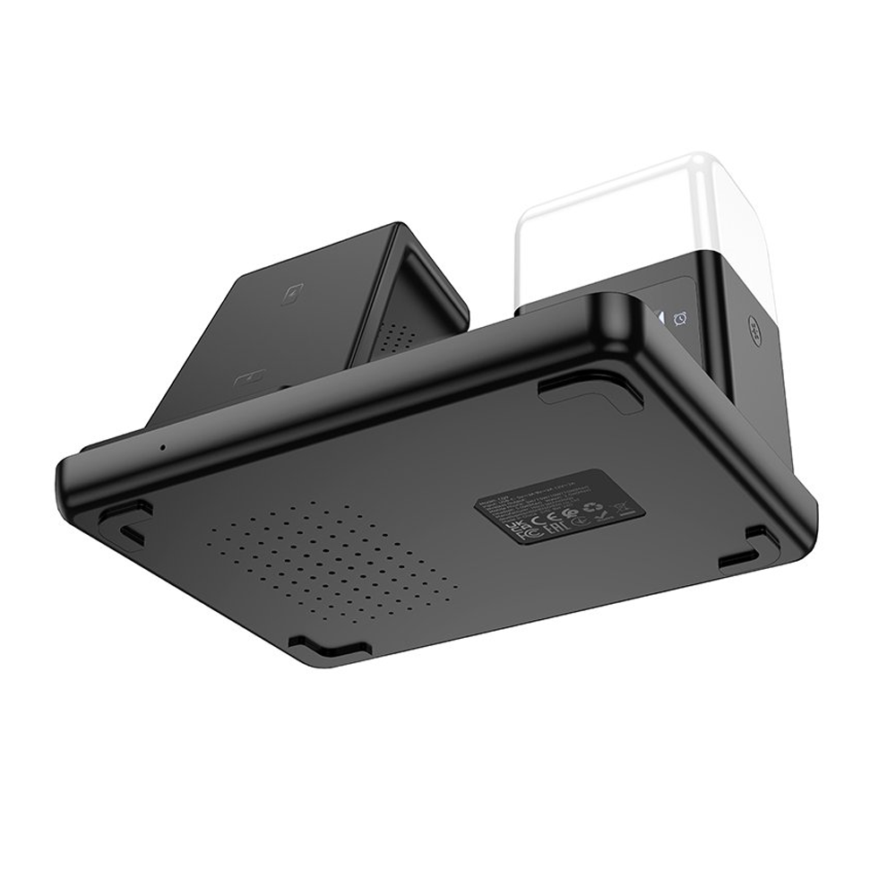 Cargador Inalámbrico 3 en 1 Hoco Cq9 15w Con Reloj Negro – imagen 2