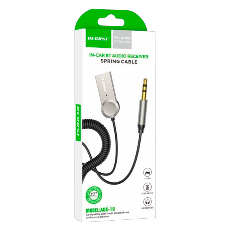 Receptor Bluetooth Auto Recrsi Aux-10 Usb a 3.5mm Gris – imagen 2