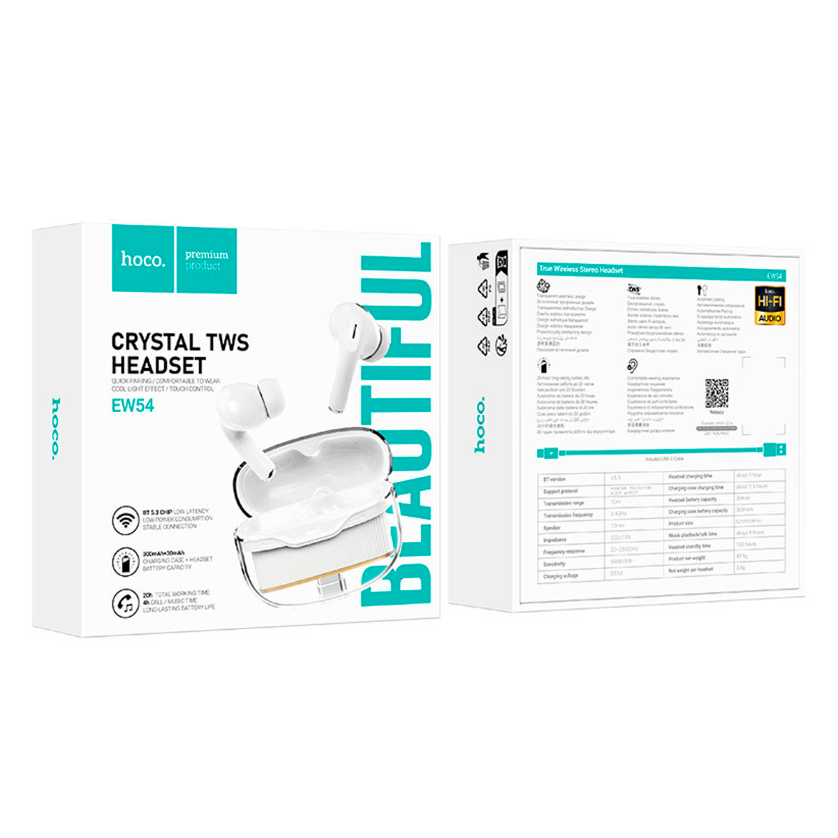 Audífonos Bluetooth Hoco Ew54 In Ear Blanco – imagen 2