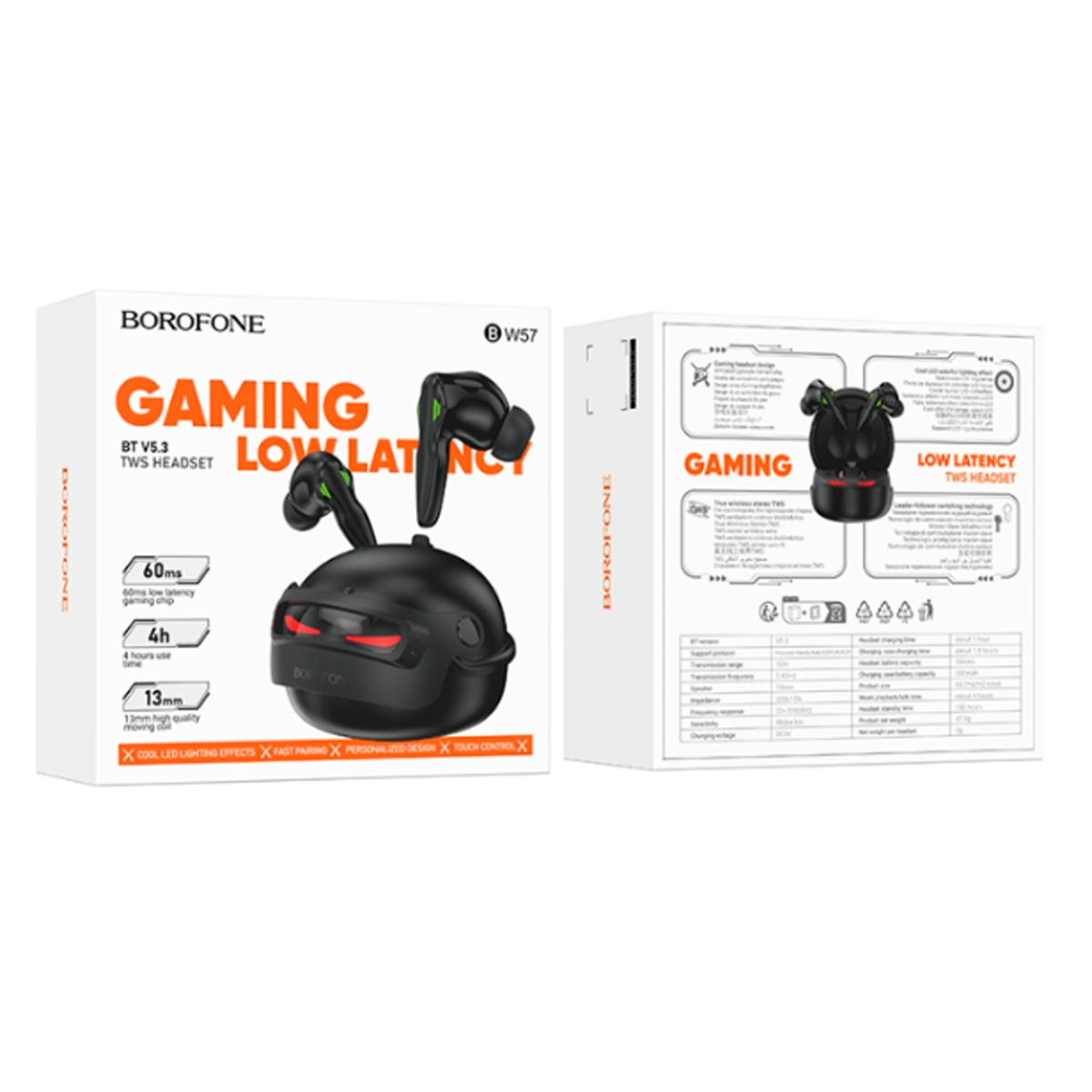 Audifonos Gamer Bluetooth Borofone In Ear Bw57 Negro – imagen 2
