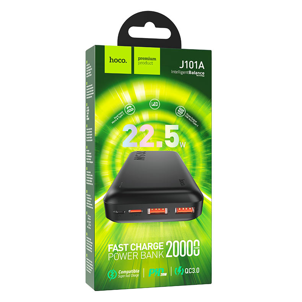 Powerbank Carga Rapida Hoco J101a Astute 22.5w 20000 Mah Negro – imagen 2
