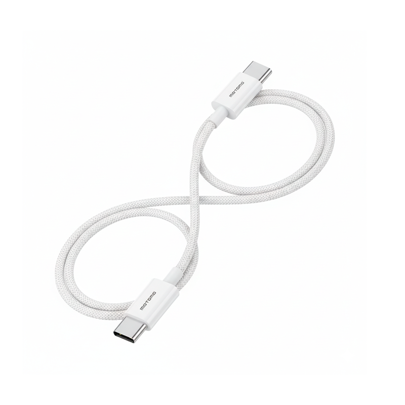 Cable Tipo C a Tipo C 60w Motomo Trenzado 1 Metro Blanco – imagen 3