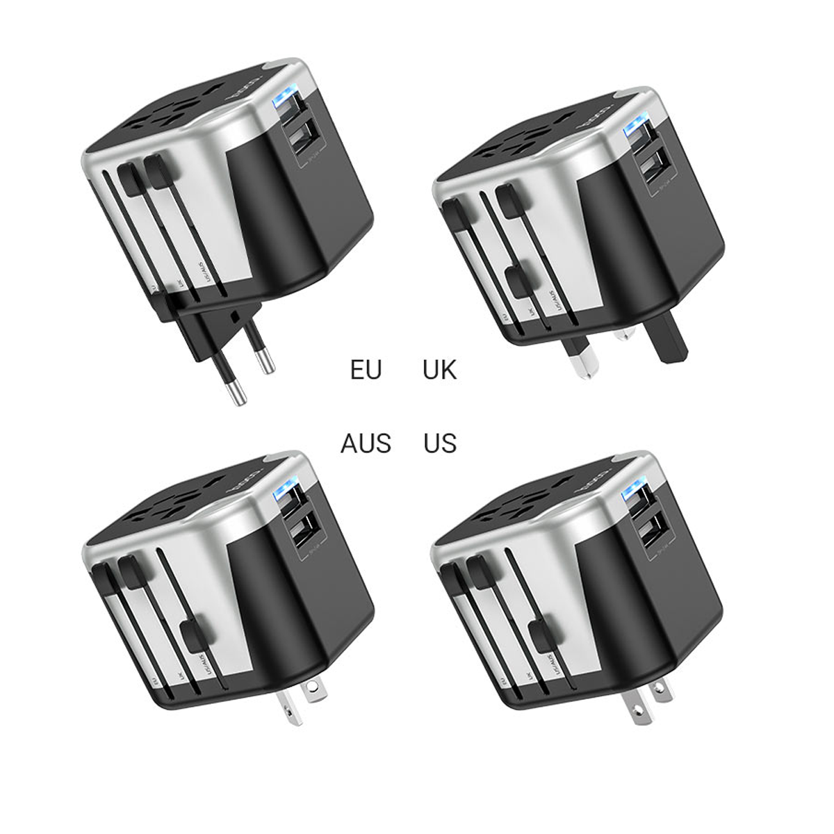 Adaptador Viajero Universal Hoco AC5 Level Negro – imagen 2