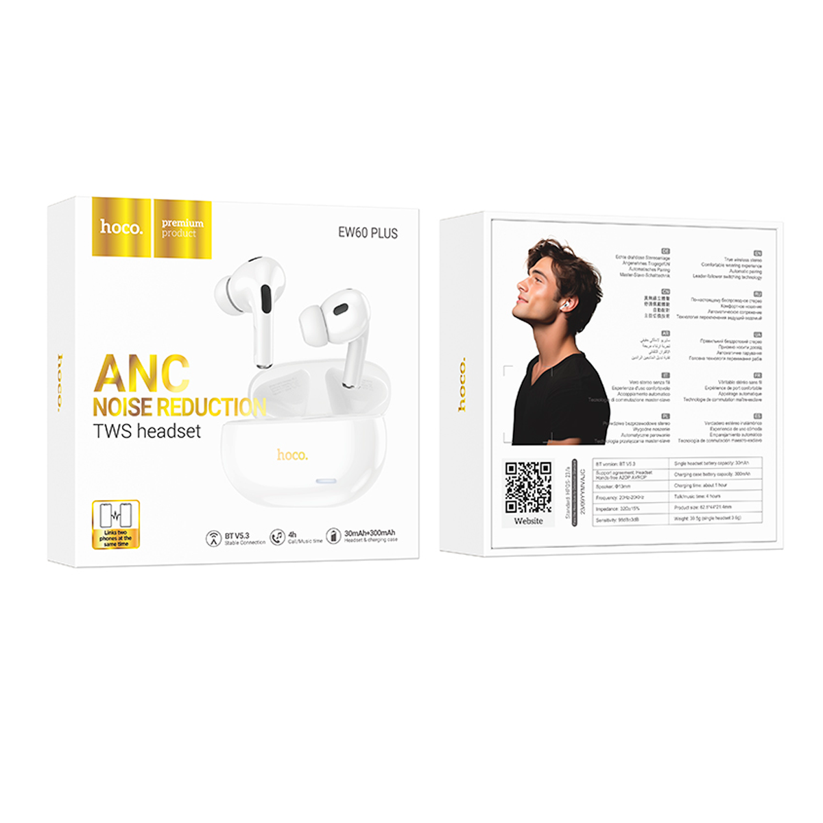 Audífonos Bluetooth Hoco Ew60 Plus Anc In Ear Blanco – imagen 2