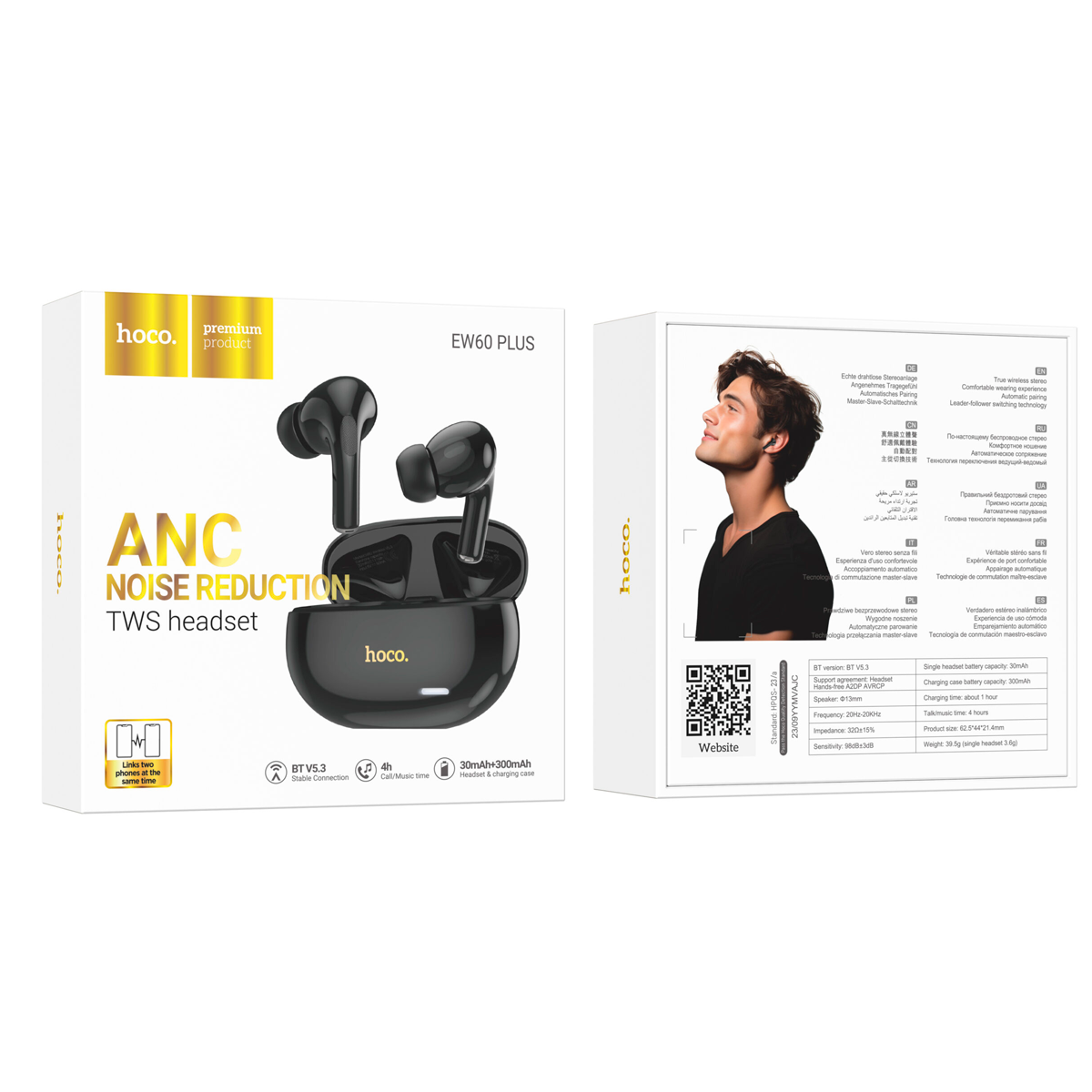 Audífonos Bluetooth Hoco Ew60 Plus Anc In Ear Negro – imagen 2