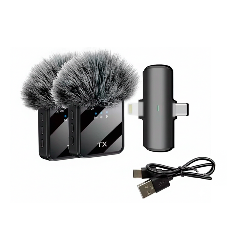 Kit Microfono Externo Motomo F15-2 Dual Tipo C y Lightning Negro – imagen 2