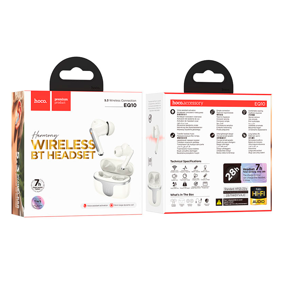 Audífonos Bluetooth Hoco Eq10 In Ear Blanco – imagen 2