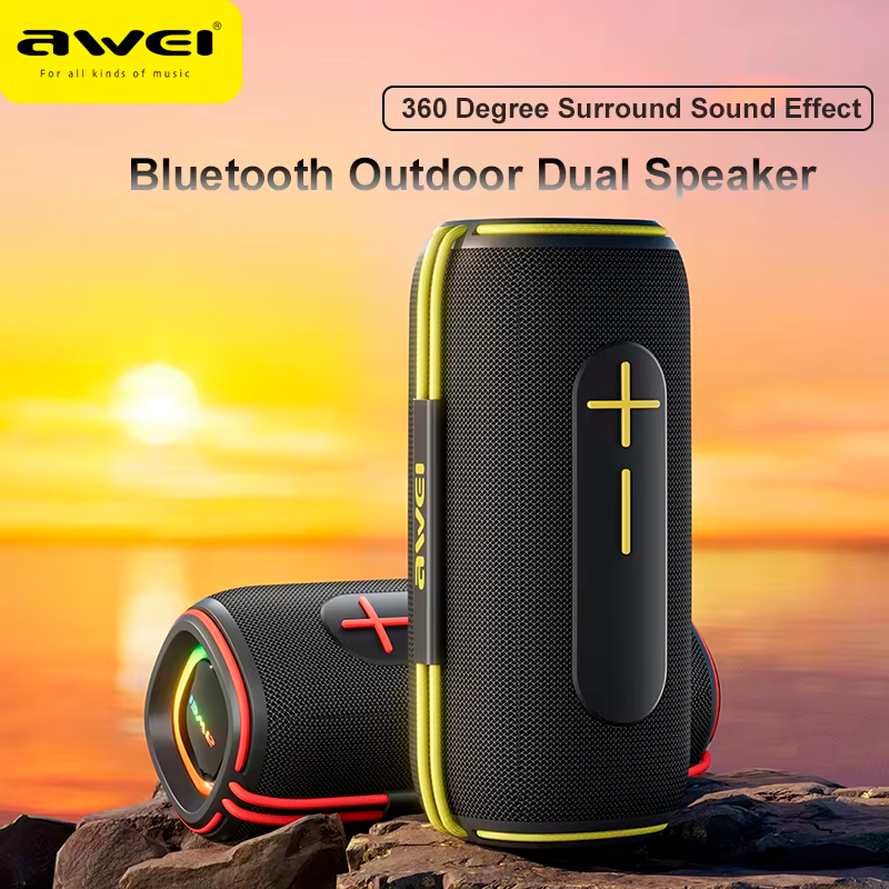Parlante Bluetooth Awei Ka5 10w x2 Rgb Negro Rojo – imagen 3