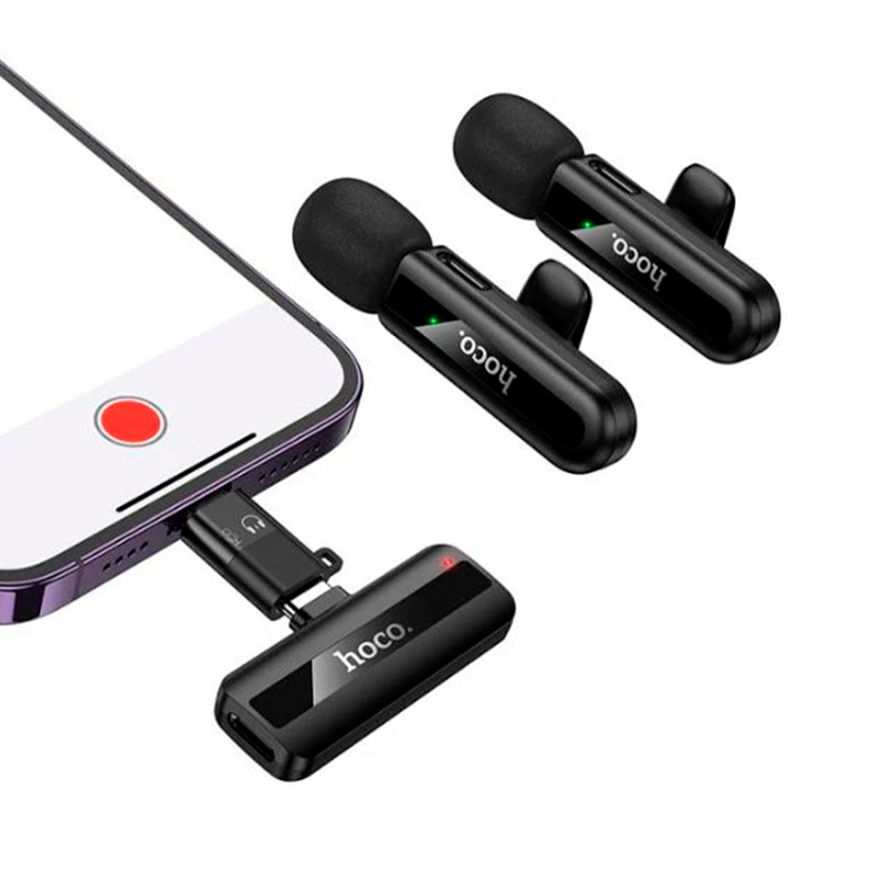 Microfono Externo Polarizado Dual Hoco L20a Para Lightning y Tipo C – imagen 2