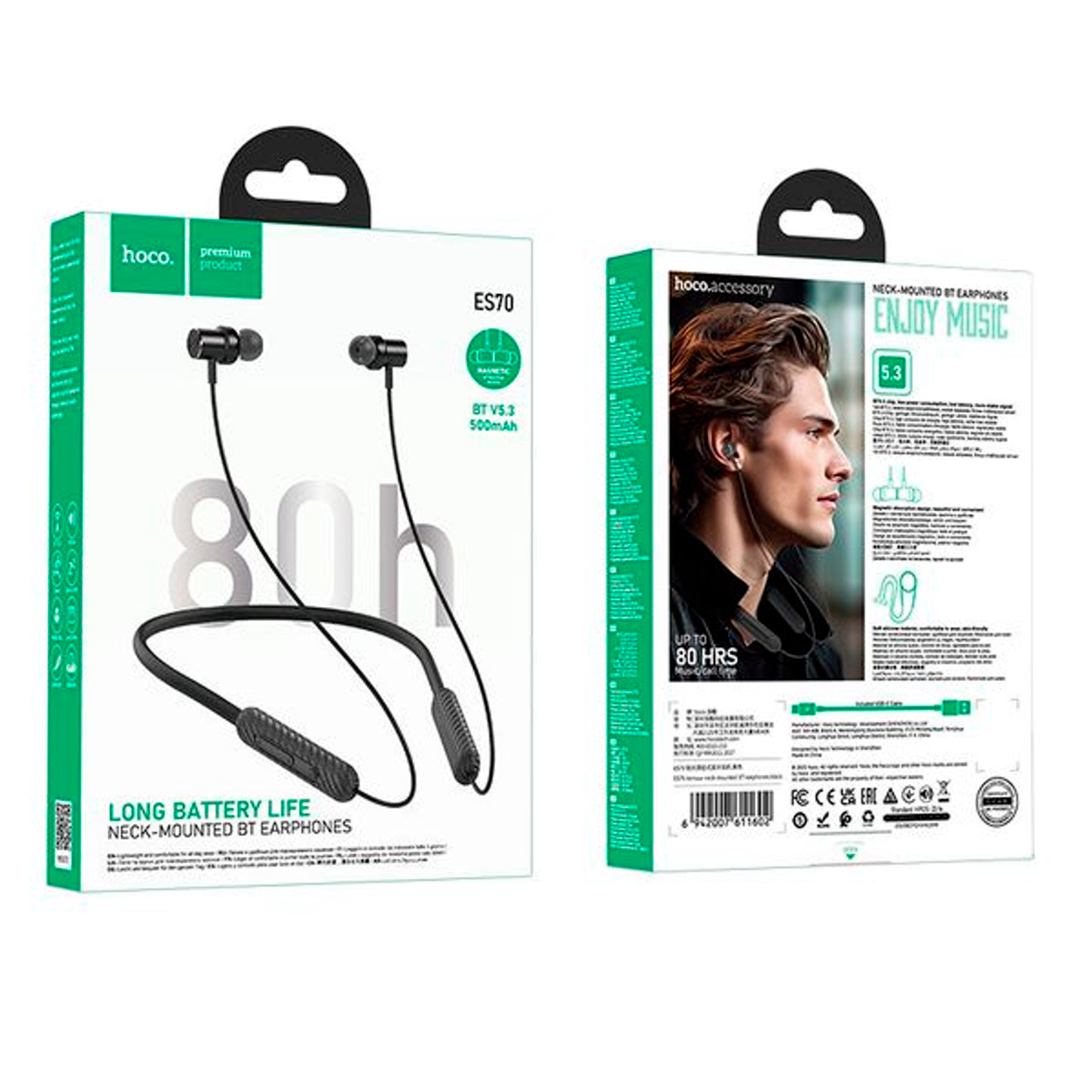 Audífonos Bluetooth Hoco Es70 Sport In Ear Negro – imagen 2