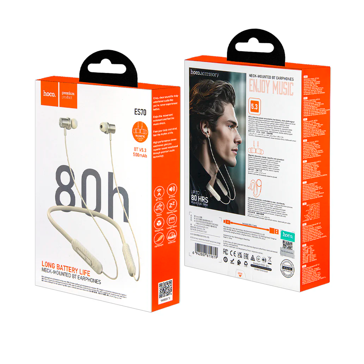 Audífonos Bluetooth Hoco Es70 Sport In Ear Beige – imagen 2