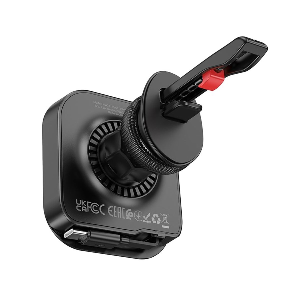 Soporte De Auto Rejilla Carga Inalambrica Hoco Hw43 Negro – imagen 2