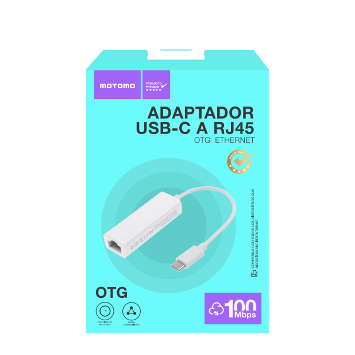 Adaptador Tipo C a Rj45 Ethernet Motomo Blanco – imagen 2