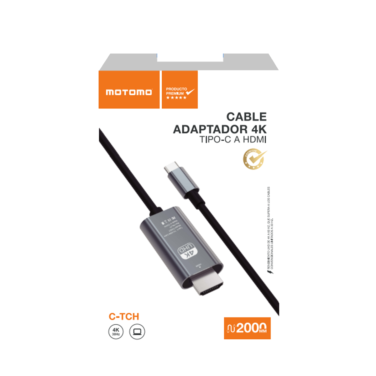 Cable Tipo C a Hdmi 2 Metros Motomo 4k Gris – imagen 2