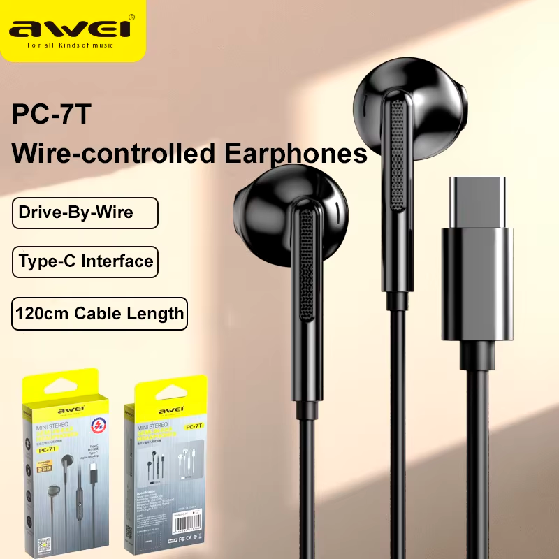 Audifonos In Ear Manos Libres Tipo C Awei Pc-7t 1.2m Negro – imagen 2