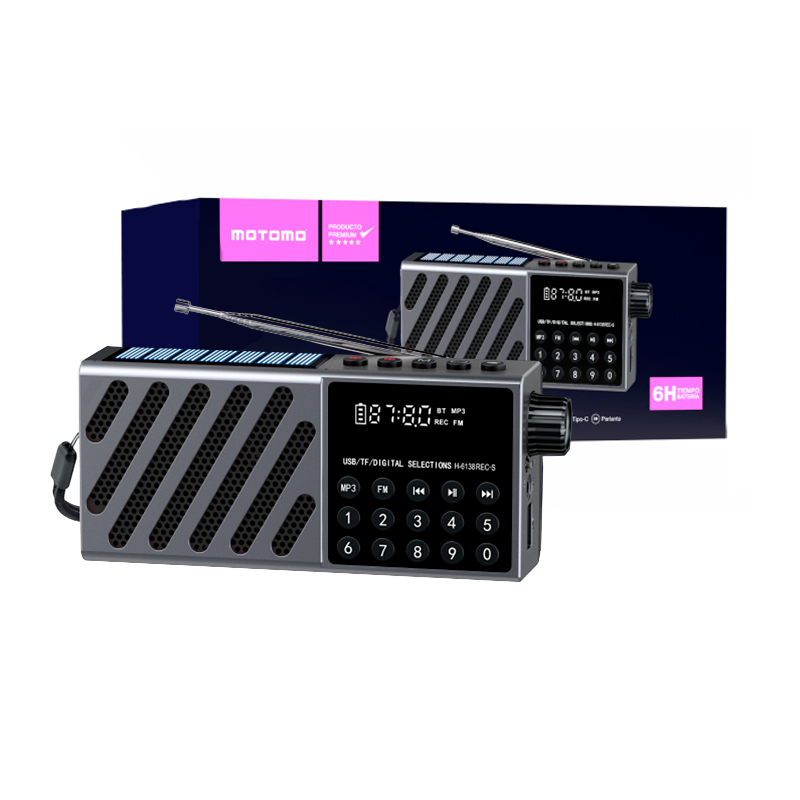 Radio Parlante Bluetooth Portatil Motomo Am fm Motomo Led Negro – imagen 3
