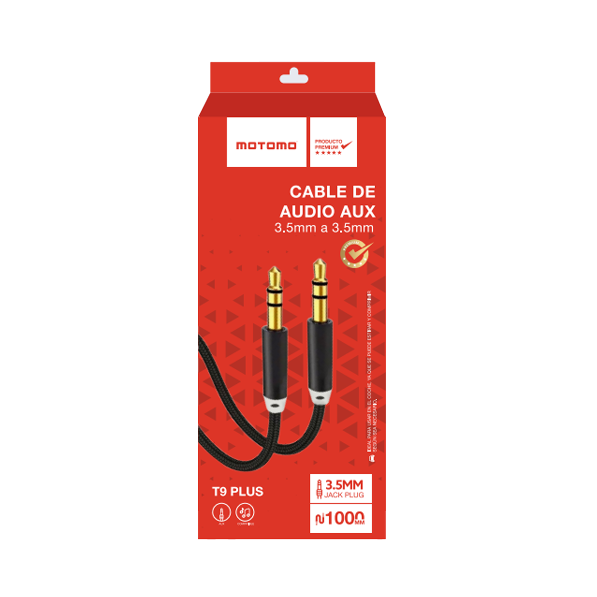 Cable Auxiliar Motomo T9 Plus 1 Metros Negro – imagen 2