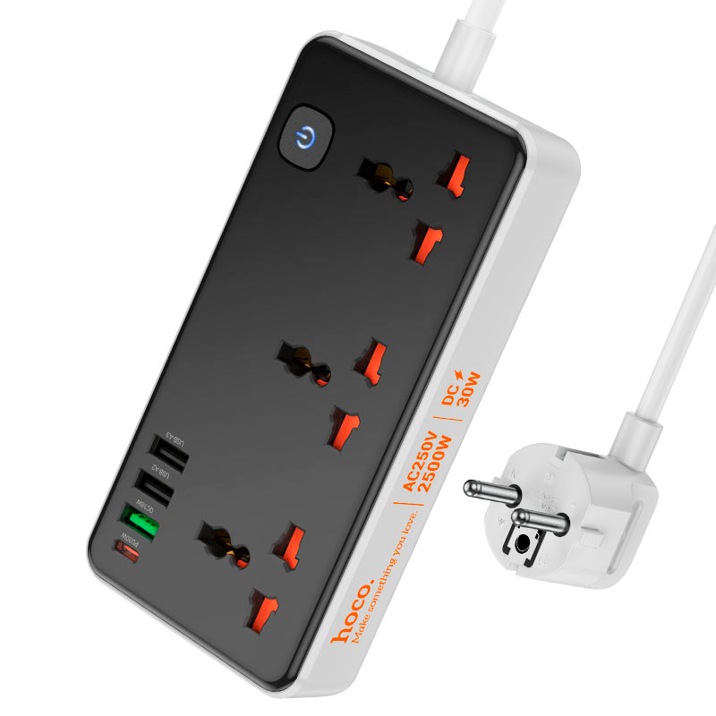 Alargador Multifuncional 1.5 Metros 5 Enchufes 3 Usb Blanco – imagen 2